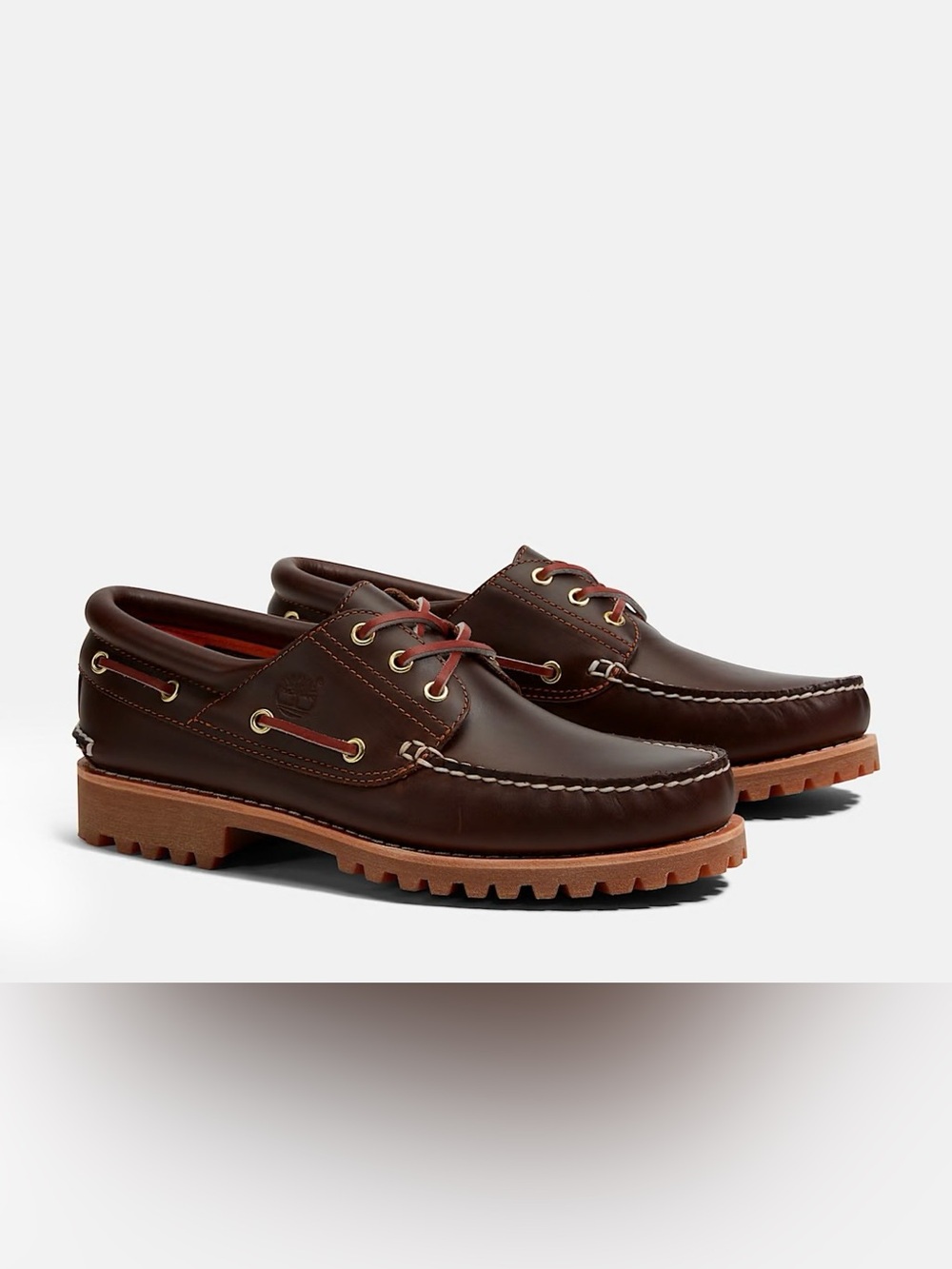 Timberland Men's Authentic 3-Eye Lug Handsewn Leather Boat Shoe Burgundy 7.5 M